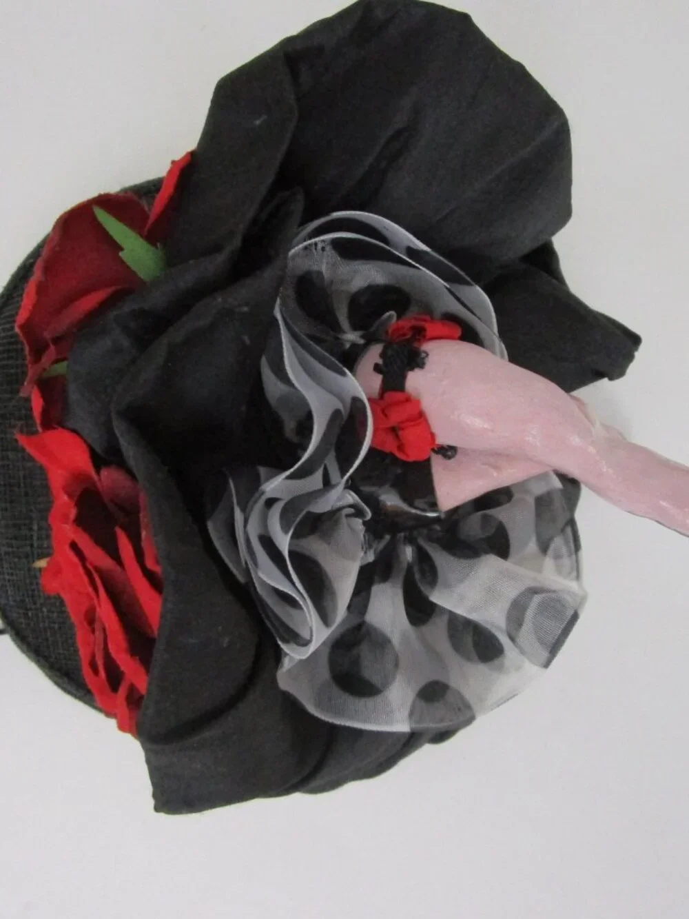 Cancan Steampunk Percher Whimsy Hat Red Roses Moulin Rouge
